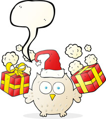 speech bubble cartoon christmas owl
