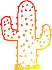 warm gradient line drawing cartoon cactus