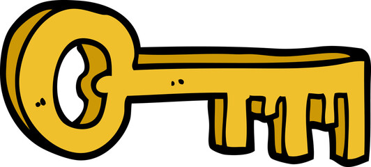 cartoon doodle gold key