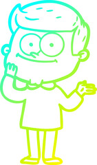 cold gradient line drawing cartoon happy man