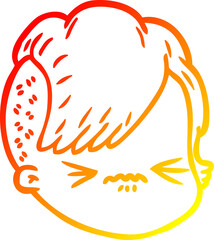 warm gradient line drawing cartoon female face