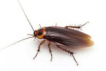Close Up of Cockroach on White Background