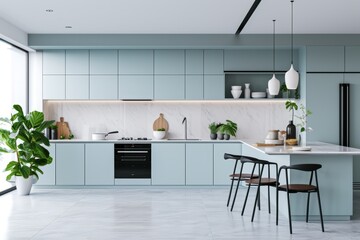 Kitchen With Table, Chairs, and Potted Plant