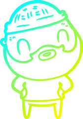 cold gradient line drawing cartoon bearded man
