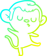 cold gradient line drawing cartoon monkey