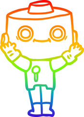 rainbow gradient line drawing cartoon robot