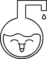 line drawing cartoon science experiment