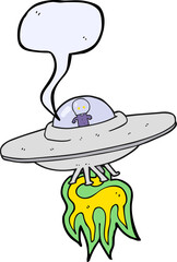 speech bubble cartoon alien flying saucer