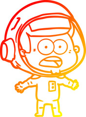 warm gradient line drawing cartoon surprised astronaut