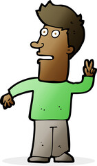 cartoon man making peace sign