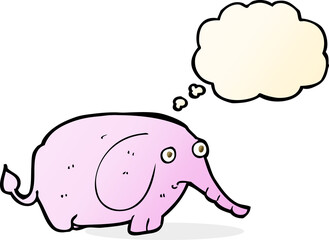 cartoon sad little elephant with thought bubble