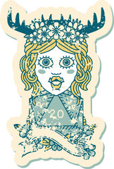 orc druid character with natural twenty dice roll illustration