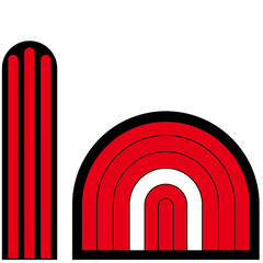 Abstract illustration of a red barn with silo