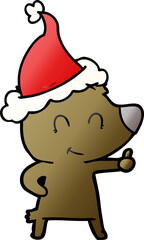 female bear gradient cartoon of a wearing santa hat