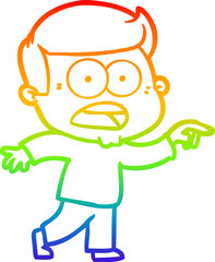 rainbow gradient line drawing cartoon shocked man
