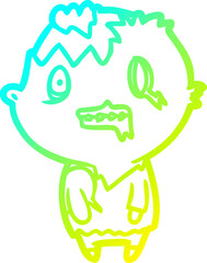cold gradient line drawing Cartoon zombie