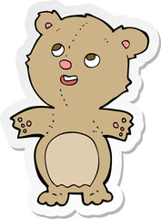 sticker of a cartoon happy little teddy bear