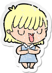 distressed sticker of a cartoon woman