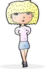 cartoon shy woman