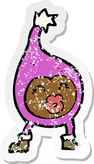 retro distressed sticker of a cartoon funny creature
