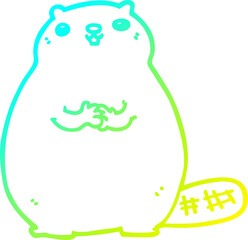 cold gradient line drawing cartoon beaver