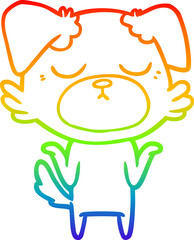 rainbow gradient line drawing cute cartoon dog