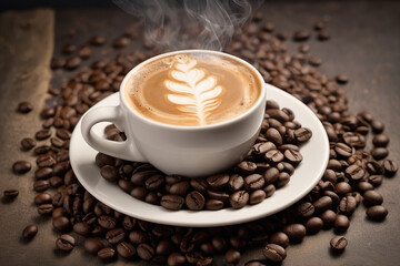 Fototapeta premium Black coffee and coffe beans composition
