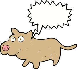 cartoon happy little dog with speech bubble