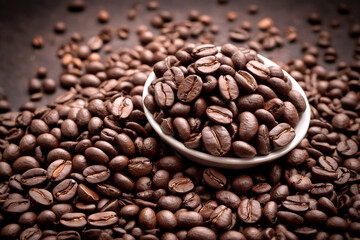 Fototapeta premium Black coffee and coffe beans composition
