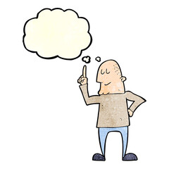 cartoon man pointing finger with thought bubble