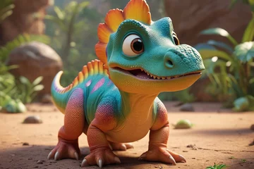 Photo sur Plexiglas Dinosaures Cute ai generated baby dinosaurus