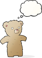 cartoon teddy bear with thought bubble