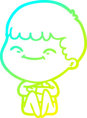 cold gradient line drawing cartoon smiling boy