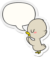 cute cartoon duckling and speech bubble sticker