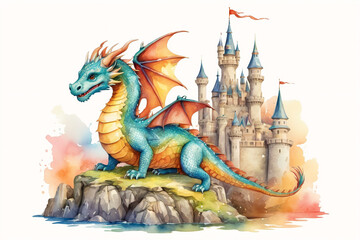Fototapeta premium Painted fire breathing dragon from fairy tale