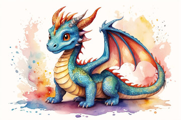 Obraz premium Painted fire breathing dragon from fairy tale