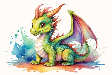 Painted fire breathing dragon from fairy tale