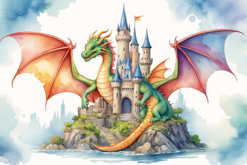 Obraz na płótnie Canvas Painted fire breathing dragon from fairy tale