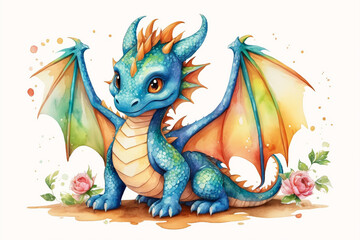 Painted fire breathing dragon from fairy tale