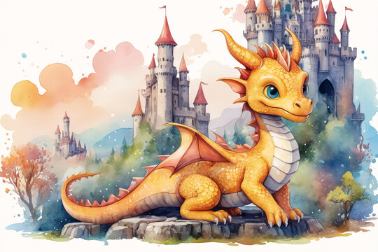 Painted fire breathing dragon from fairy tale