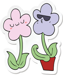 sticker of a cute cartoon flower