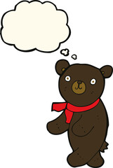 cute cartoon black teddy bear with thought bubble