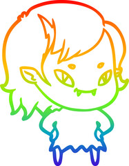 rainbow gradient line drawing cartoon friendly vampire girl