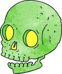 quirky hand drawn cartoon skull