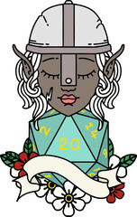 elf fighter with natural twenty dice roll illustration