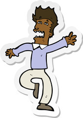 sticker of a cartoon man panicking