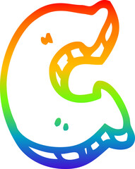 rainbow gradient line drawing cartoon letter c