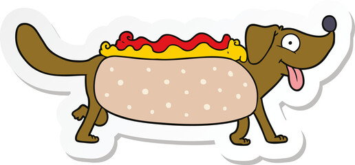 sticker of a cartoon hotdog