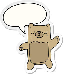 cartoon bear and speech bubble sticker