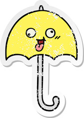 distressed sticker of a cute cartoon umbrella